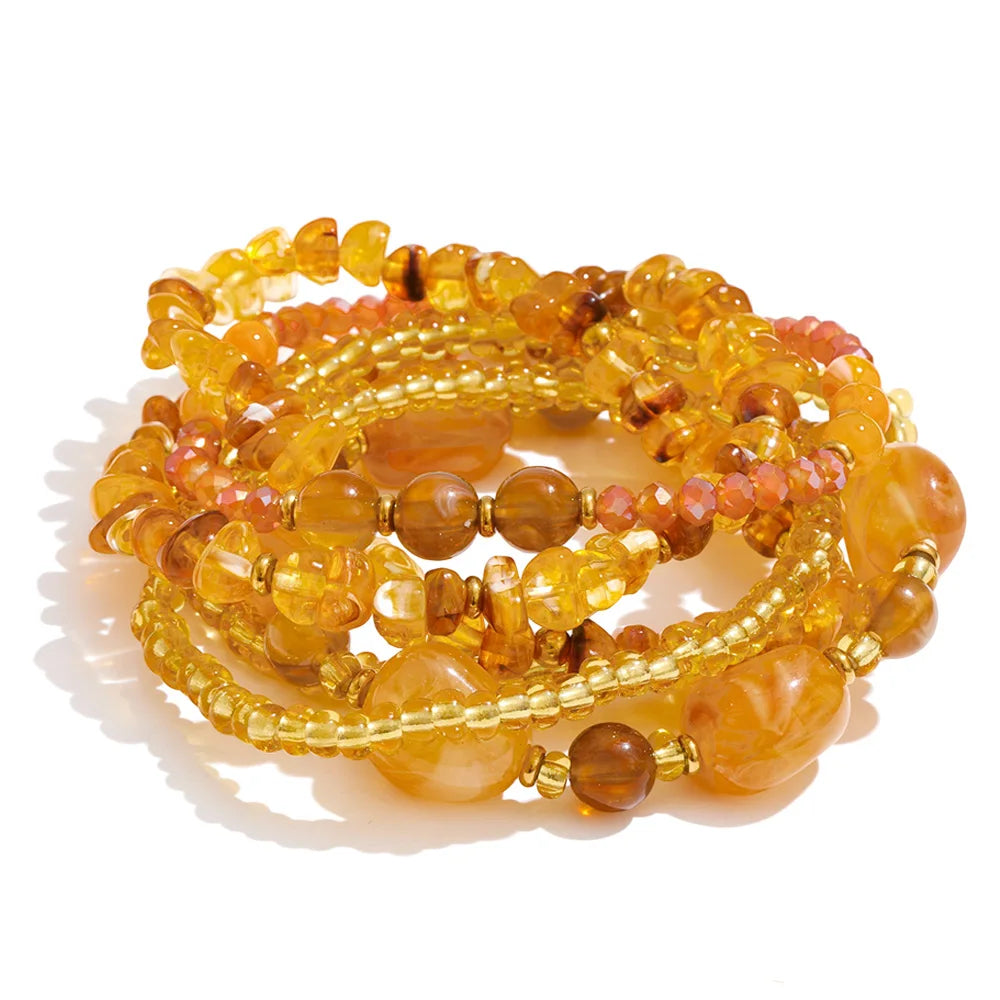 Layered Resin Bead Bib Necklace – Waterproof 18K Gold Plated Necklace | Ezra Gems