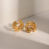 Three Layer Ear Clip Earrings – Waterproof 18K Gold Plated Earrings | Ezra Gems