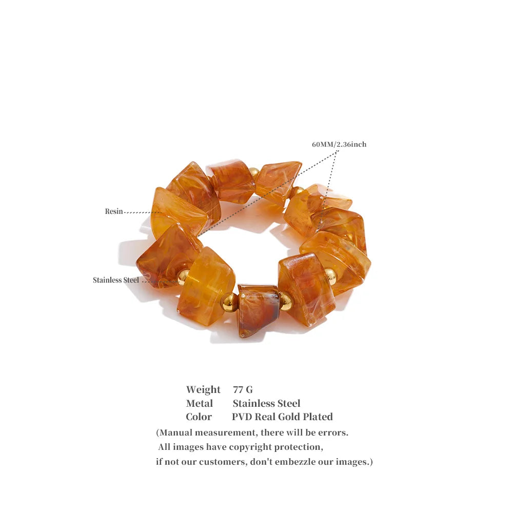 Amber Resin Geometric Bead Chain Bracelet – Waterproof 18K Gold Plated Bracelet | Ezra Gems