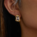 Colored Cubic Zirconia Gold Stud Earrings – Waterproof 18K Gold Plated Earrings | Ezra Gems