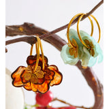 Resin Flower Charm Hoop Earrings – Waterproof 18K Gold Plated Earrings | Ezra Gems