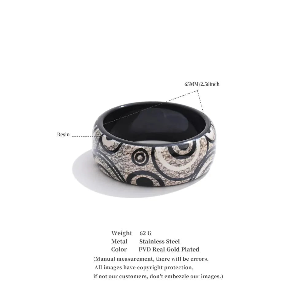 Wide Acrylic Resin Statement Bangle – Waterproof 18K Gold Plated Bracelet | Ezra Gems