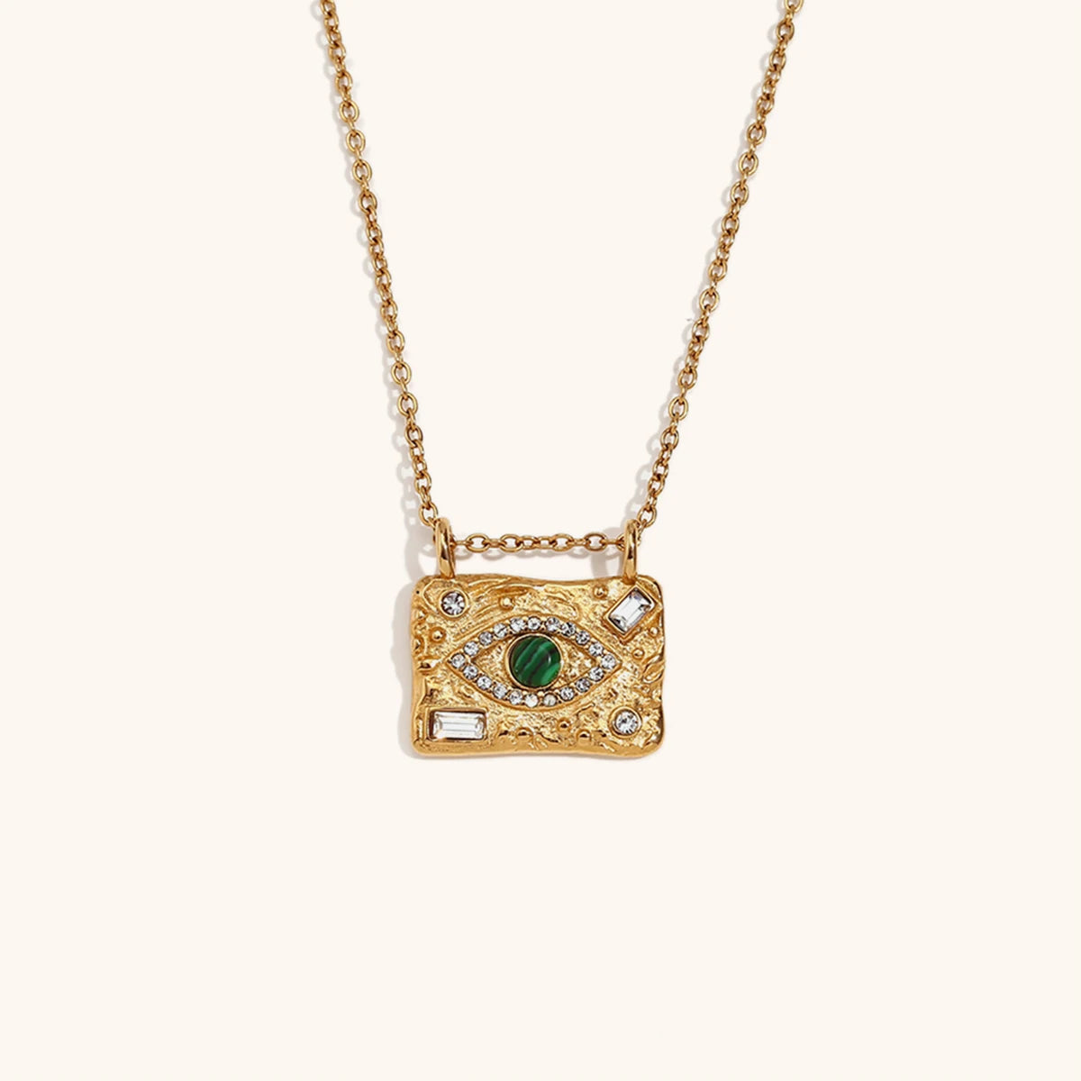 Peacock Stone Zircon Pendant Necklace – Waterproof 18K Gold Plated Necklace | Ezra Gems