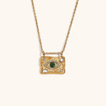 Peacock Stone Zircon Pendant Necklace – Waterproof 18K Gold Plated Necklace | Ezra Gems
