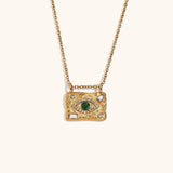 Peacock Stone Zircon Pendant Necklace – Waterproof 18K Gold Plated Necklace | Ezra Gems