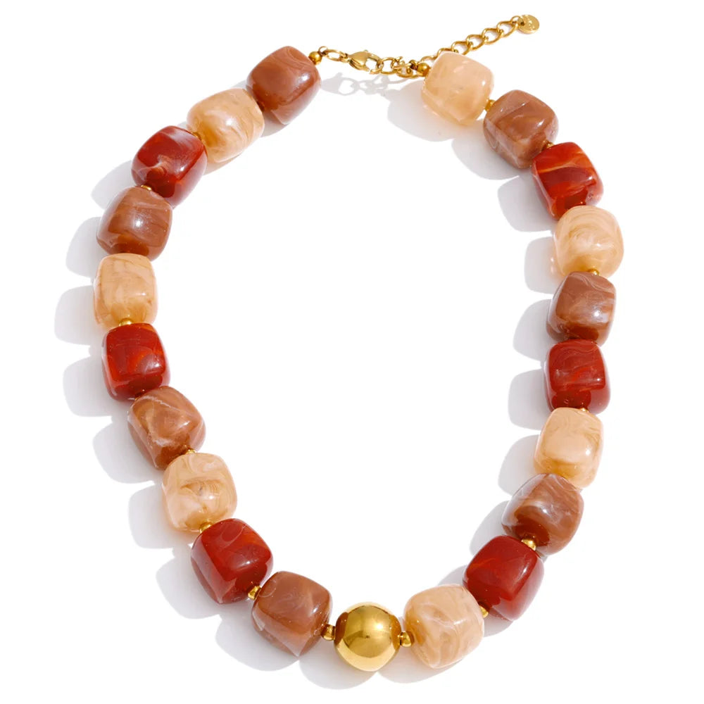 Acrylic Square Beads Chain Necklace
