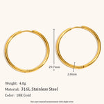 Classic Stainless Steel Hoop Earrings – Waterproof 18K Gold Plated Earrings | Ezra Gems