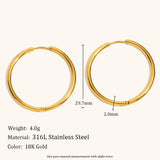 Classic Stainless Steel Hoop Earrings – Waterproof 18K Gold Plated Earrings | Ezra Gems