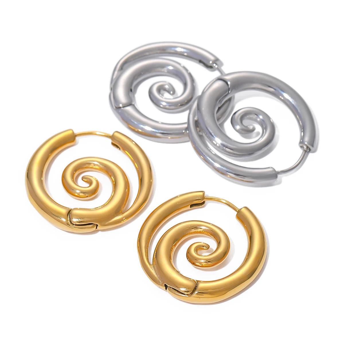 Twisted Spiral Chunky Hoop Earrings – Waterproof 18K Gold Plated Earrings | Ezra Gems