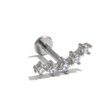 Zircon Helix Flat Back Cartilage Earring – Waterproof 18K Gold Plated Earring | Ezra Gems