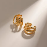 Three Layer Ear Clip Earrings – Waterproof 18K Gold Plated Earrings | Ezra Gems