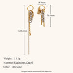 Zircon Chain Tassel Earrings – Waterproof 18K Gold Plated Earrings | Ezra Gems