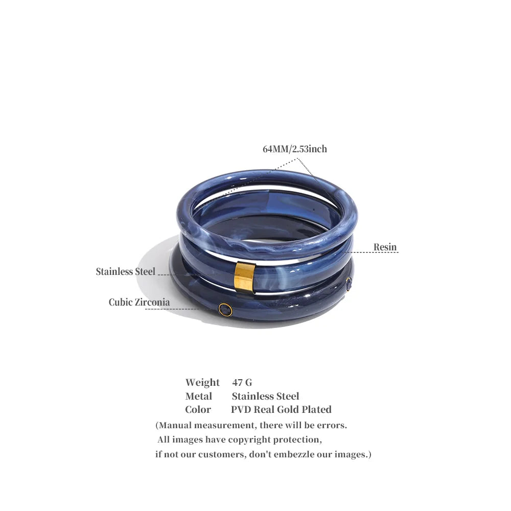 Stackable Multi-Color Resin Bangle – Waterproof 18K Gold Plated Bracelet | Ezra Gems