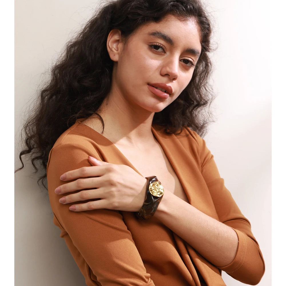 Colorful resin bangle in olive green — hypoallergenic waterproof bracelet by Ezra Gems