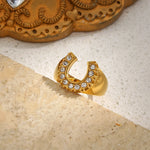 Crystal Pave U Initial Ring – Waterproof 18K Gold Plated Ring | Ezra Gems