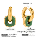 Enamel Double Ring Drop Earrings – Waterproof 18K Gold Plated Earrings | Ezra Gems