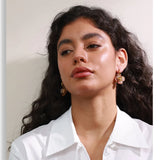Resin Flower Drop Hoop Earrings – Waterproof 18K Gold Plated Earrings | Ezra Gems