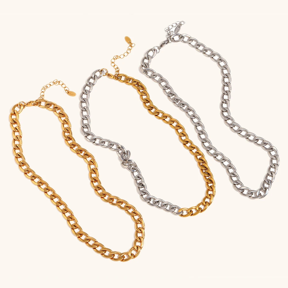 Minimalist Cuban Polished Chain Necklace – Waterproof 18K Gold Plated Necklace | Ezra Gems