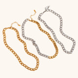 Minimalist Cuban Polished Chain Necklace – Waterproof 18K Gold Plated Necklace | Ezra Gems