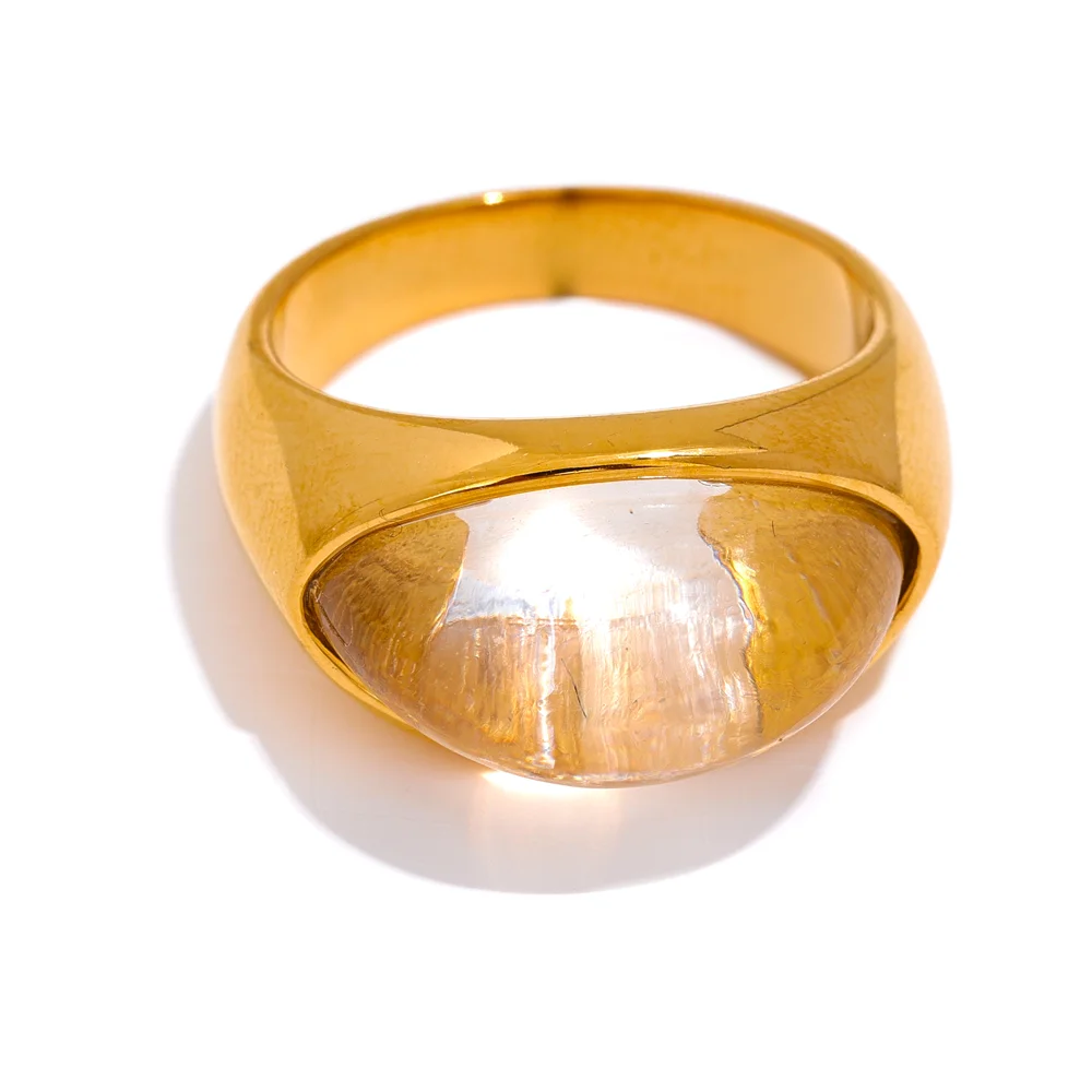 Geometric Cast Resin Statement Ring – Waterproof 18K Gold Plated Ring | Ezra Gems