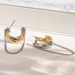 Two-Tone Chain Drape Cuff Earrings – Waterproof 18K Gold Plated Earrings | Ezra Gems