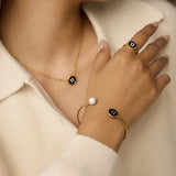 Black and White Crystal Complete 4-piece Jewelry Set