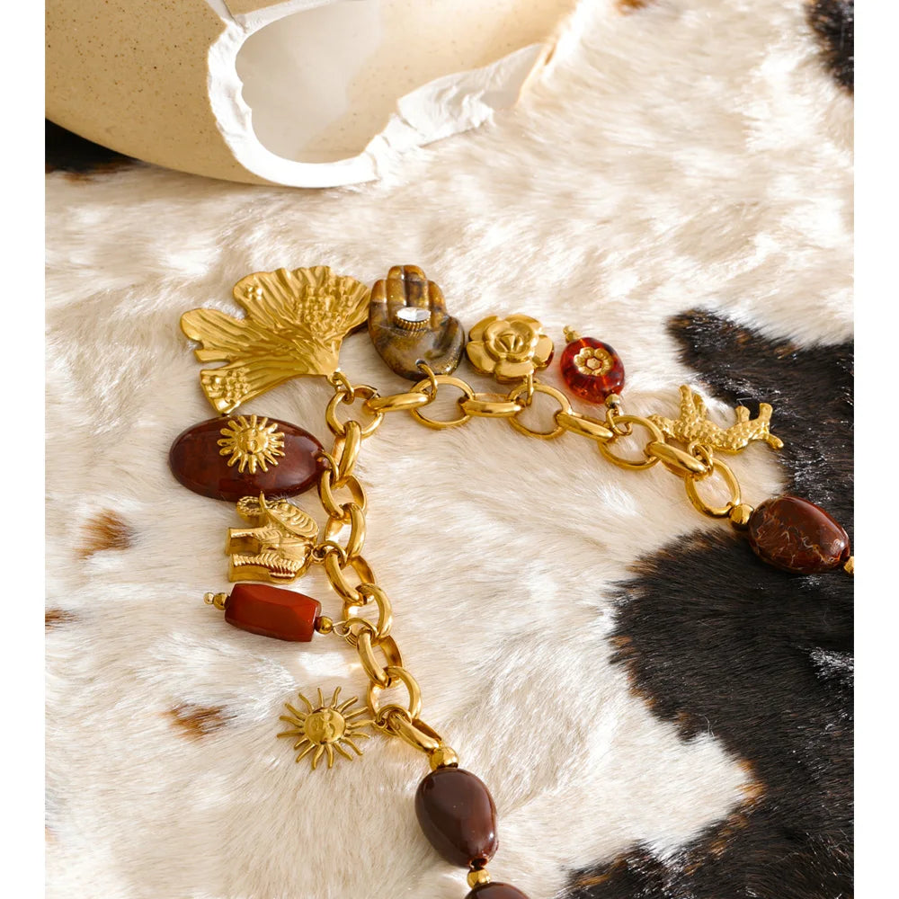 Resin Bead Sun Charm Necklace – Waterproof 18K Gold Plated Necklace | Ezra Gems