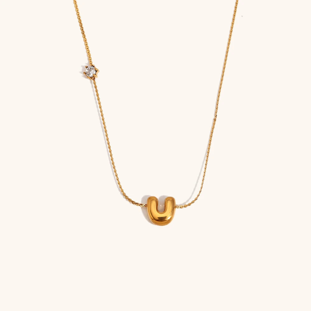 Sparkling Zircon Initial Necklace – Waterproof 18K Gold Plated Necklace | Ezra Gems