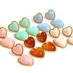 Sweet Acrylic Resin Heart Drop Earrings – Waterproof 18K Gold Plated Earrings | Ezra Gems