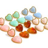 Sweet Acrylic Resin Heart Drop Earrings – Waterproof 18K Gold Plated Earrings | Ezra Gems