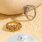 Geometric Clear Zircon Ring – Waterproof 18K Gold Plated Ring | Ezra Gems
