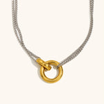Two-Tone Double Chain Ring Necklace – Waterproof 18K Gold Plated Necklace | Ezra Gems