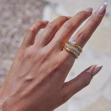 Wave Curve Zirconia Stacking Ring – Waterproof 18K Gold Plated Ring | Ezra Gems