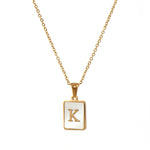 Mother of Pearl Initial Necklace – Waterproof 18K Gold Plated Necklace | Ezra Gems