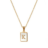 Mother of Pearl Initial Necklace – Waterproof 18K Gold Plated Necklace | Ezra Gems