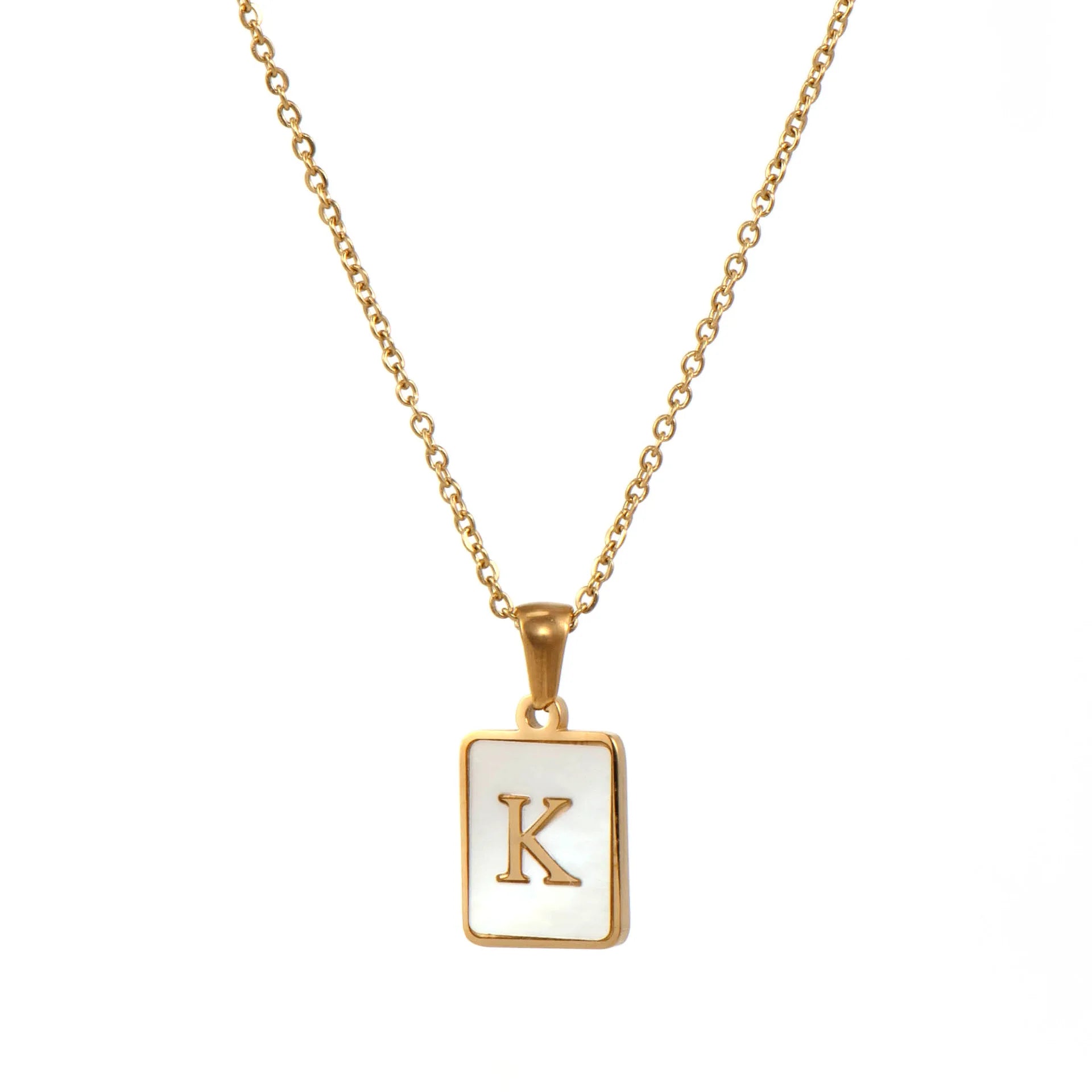 Mother of Pearl Initial Necklace – Waterproof 18K Gold Plated Necklace | Ezra Gems