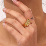 Snake Sunburst Signet Ring – Waterproof 18K Gold Plated Ring | Ezra Gems