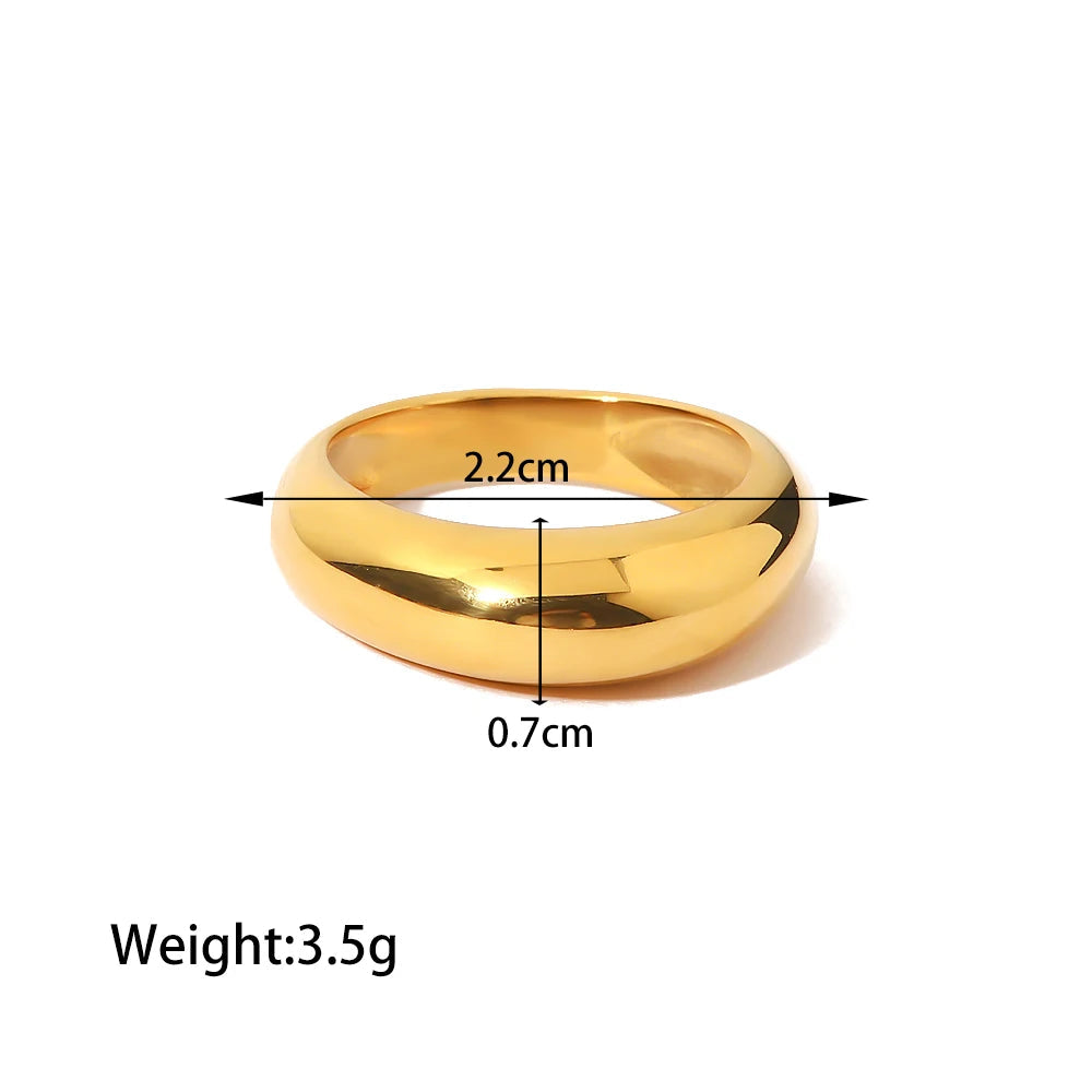 Zircon Shell Chubby Dome Ring – Waterproof 18K Gold Plated Ring | Ezra Gems