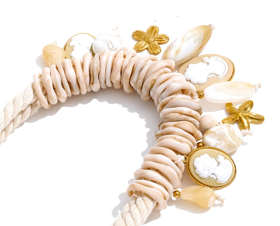 Braided Rope Resin Portrait Charm Necklace – Waterproof 18K Gold Plated Necklace | Ezra Gems