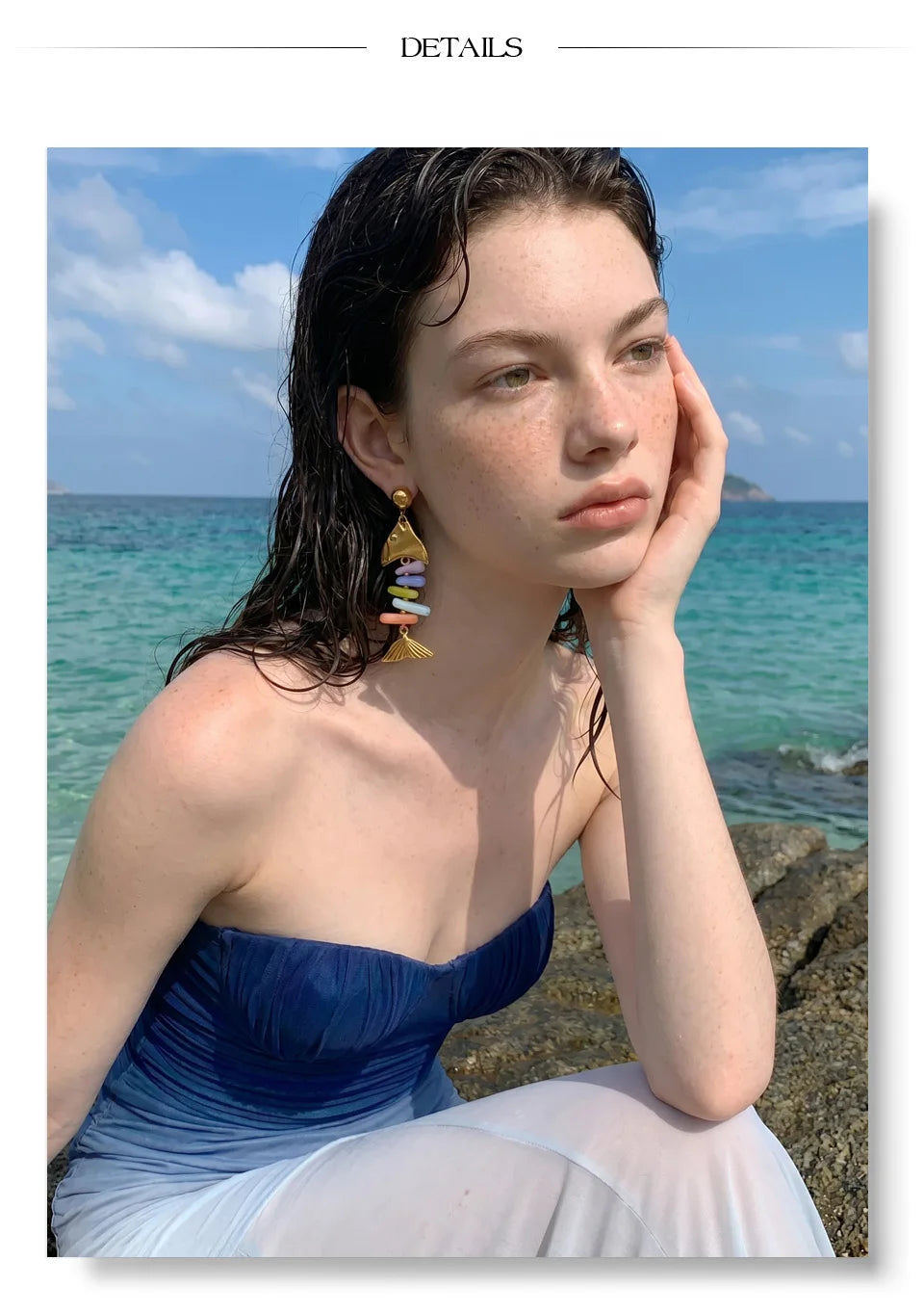 Colorful Resin Fish Drop Earrings – Waterproof 18K Gold Plated Earrings | Ezra Gems