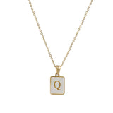Mother of Pearl Initial Necklace – Waterproof 18K Gold Plated Necklace | Ezra Gems