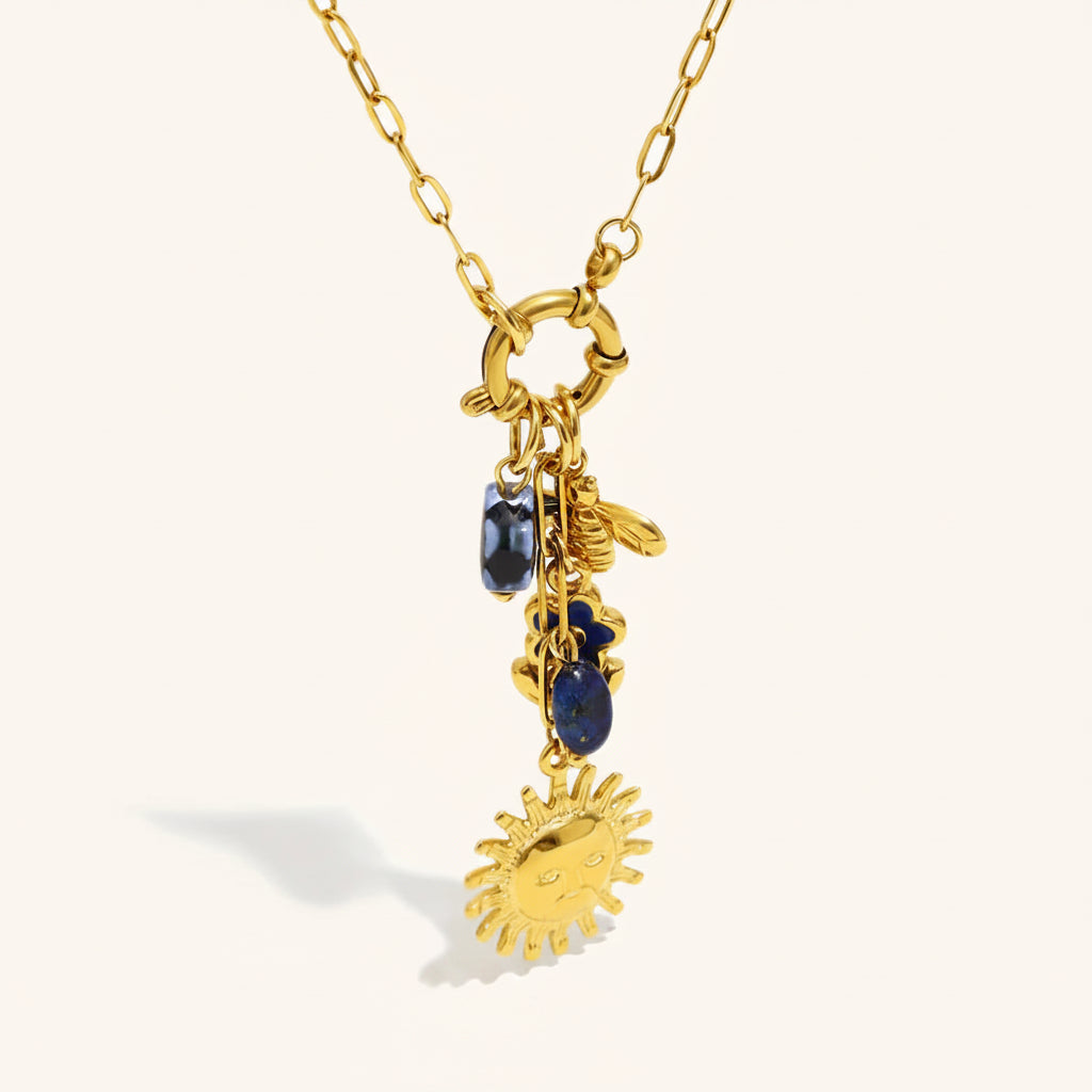 Sun Bee Fish Charm Necklace – Waterproof 18K Gold Plated Necklace | Ezra Gems