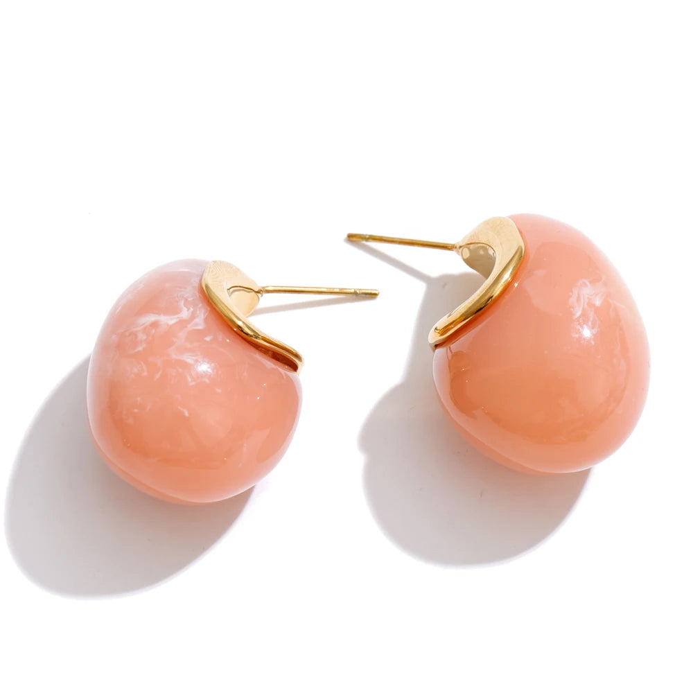 Candy Acrylic Teardrop Stud Earrings – Waterproof 18K Gold Plated Earrings | Ezra Gems