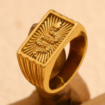 Snake Sunburst Signet Ring – Waterproof 18K Gold Plated Ring | Ezra Gems