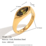 Horse Eye Zircon Signet Ring – Waterproof 18K Gold Plated Ring | Ezra Gems
