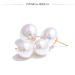 Simulated Pearl Round Stud Earrings – Waterproof 18K Gold Plated Earrings | Ezra Gems