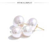 Simulated Pearl Round Stud Earrings – Waterproof 18K Gold Plated Earrings | Ezra Gems