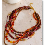 Layered Resin Bead Bib Necklace – Waterproof 18K Gold Plated Necklace | Ezra Gems