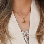 Minimalist T-Bar Pendant Necklace – Waterproof 18K Gold Plated Necklace | Ezra Gems