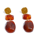 Red Resin Square Drop Earrings – Waterproof 18K Gold Plated Earrings | Ezra Gems